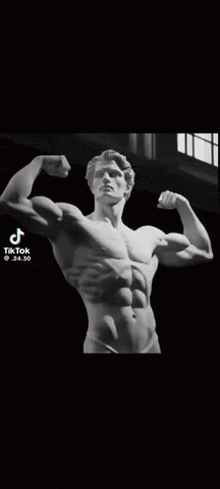 a black and white photo of a statue of a man in a dress .