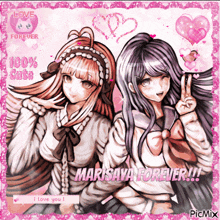 a picture of two anime girls with the words marisaya forever