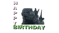 a happy birthday greeting card with a silhouette of a man