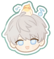 a drawing of a boy with a yellow bird on his head