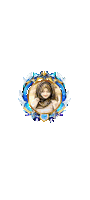 a picture of a woman wearing a hijab in a blue and gold circle