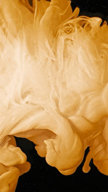 a close up of a yellow and white liquid on a dark background