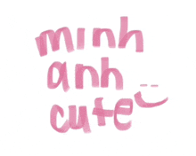 the word minh is written in pink letters on a white background