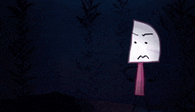 a cartoon character with an angry face is standing next to a bag of soap
