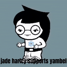 a cartoon of jade harley supports yambel is displayed