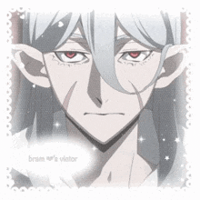 a picture of a man with white hair and red eyes has the name bram on the bottom