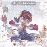 a picture of a girl with the words alight motion on it