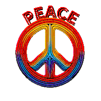 a colorful peace sign with the word peace below it
