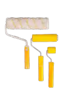 a set of paint rollers with yellow handles