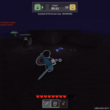 a screenshot of a video game shows a fight between emiliop0512 and guardian of the former seas