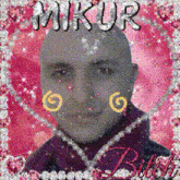a picture of a man with the name miku written on it