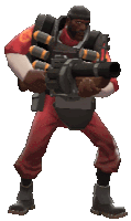 a man in red pants is holding a gun