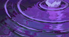 a purple water surface with waves and a drop of water coming out of it .
