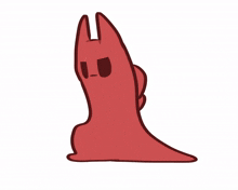 a cartoon drawing of a red rabbit with an angry look on his face