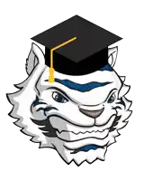 a cartoon tiger wearing a graduation cap with a yellow tassel