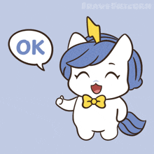 a cartoon of a unicorn giving a thumbs up with an ok speech bubble
