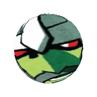 a cartoon drawing of a robot with red eyes on a white background .