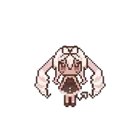 a pixel art drawing of a girl with white hair