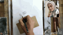 a drawing of a woman 's face is being made in animatica