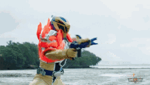 Shooting Fire Aiyon GIF - Shooting Fire Aiyon Dino Fury Gold Ranger GIFs