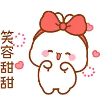 a cartoon character with a red bow on her head