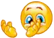 a yellow smiley face is covering its eyes with its hands and smiling .