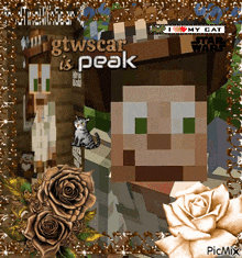 a picture of a minecraft character with the words gtwscar is peak on it