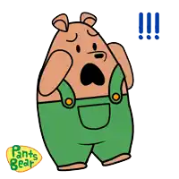 a cartoon drawing of pants bear covering his face