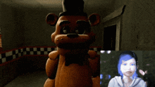 a picture of a teddy bear next to a picture of a girl with blue eyes