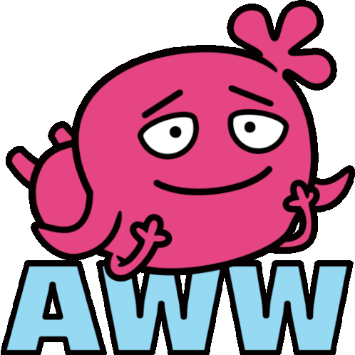 Moxy Laying Down With Dreamy Eyes, Says Aw Sticker - Ugly Dolls Aww Awed Stickers