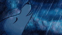 a cartoon drawing of a person in the rain