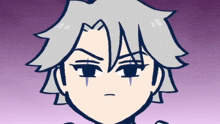 a cartoon drawing of a boy with a purple background