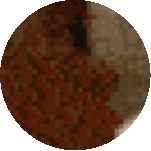 a pixel art of a brown circle with a white border