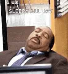 stanley sleeping the office