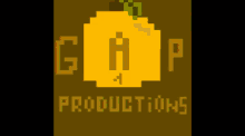a pixel art logo for gap productions shows a yellow object