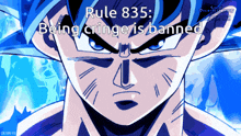 a picture of a man with the words rule 833 being cringe is banned on it