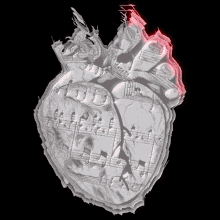 a drawing of a heart made of sheet music