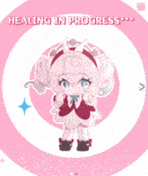 a picture of a girl with the words " healing in progress " on the bottom