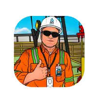a cartoon of a man wearing a hard hat that says api offshore