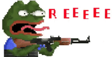 Frog Pepe Reeee GIF - Frog Pepe Reeee Ak47 GIFs
