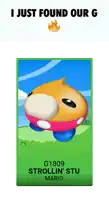 a picture of a cartoon character that says g1809 strollin ' stu mario on it