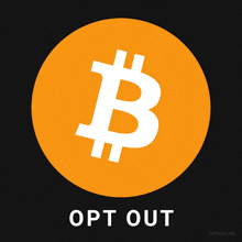 an orange circle with a white letter b inside of it and the words opt out below it