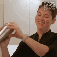 Mixing A Drink Kristi GIF - Mixing A Drink Kristi The Great Canadian Baking Show GIFs