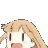 a pixel art drawing of a girl with long blonde hair and a red bow tie .