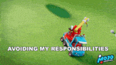 a toy tow truck with the words avoiding my responsibilities on the bottom