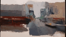 a painting with the words made in animatica on the bottom right