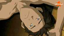 a cartoon of a man laying upside down with nickelodeon written on the bottom
