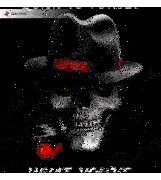 a picture of a skull wearing a hat and smoking a pipe with zoetropic written on the bottom