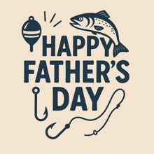 a happy father 's day greeting card with a fish and hook