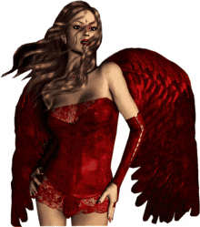 fallen angel angel wings pose red